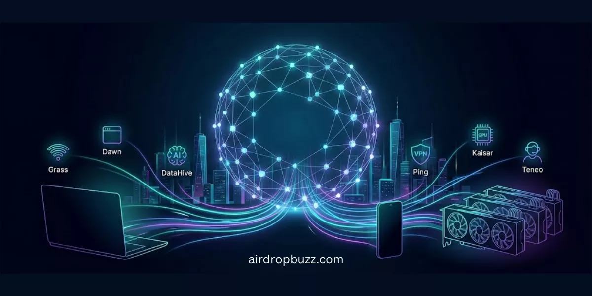 Best DePIN Airdrops to Farm in 2026 (Grass, Dawn, DataHive, Ping, Kaisar & Teneo)